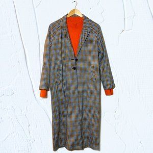 [New] Urban Outfitter Long Plaid Trench Coat
